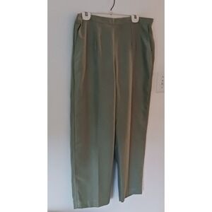 Womens Alfred Dunner Pants 16W Proportioned Short  Lined Sage Green Side Pocket